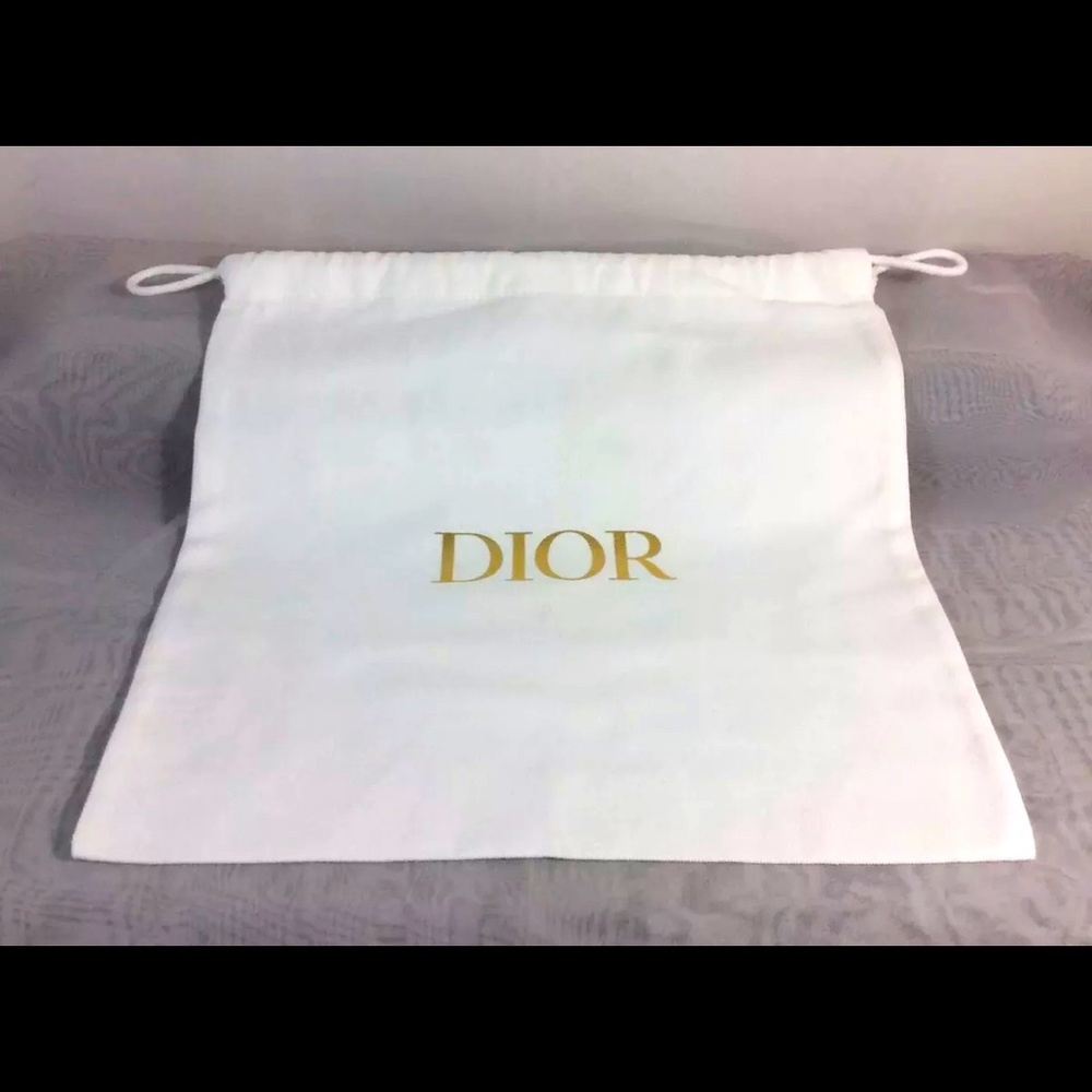 Authentic DIOR Drawstring Dust Bag 10 x 10” Gold Logo - New